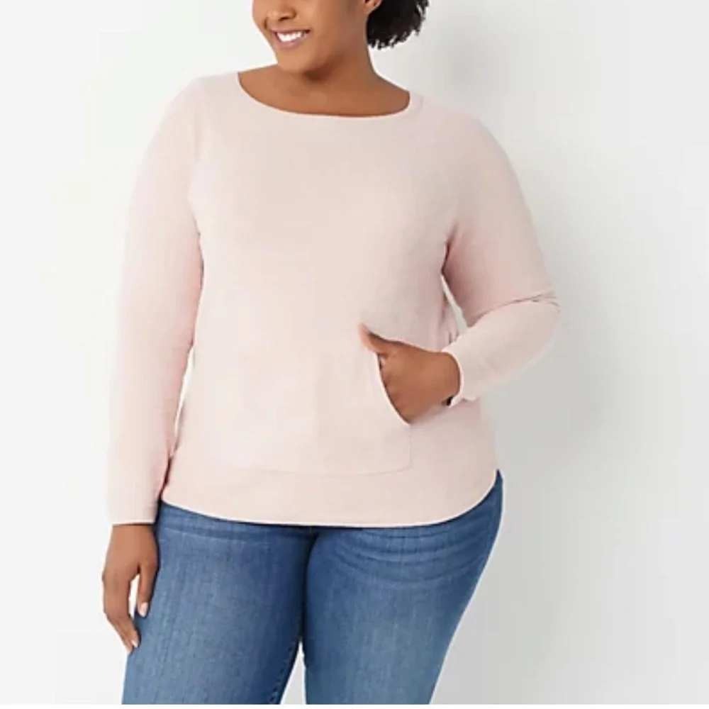 Barefoot Dreams CozyChic Ultra Lite Raglan Sweater XL Dusty Rose Pocket Pullover